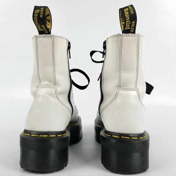 Dr. Martens Jadon Ribbon Dolls Kill White Leather Platform Combat Boots 5 Grunge - Picture 8 of 8